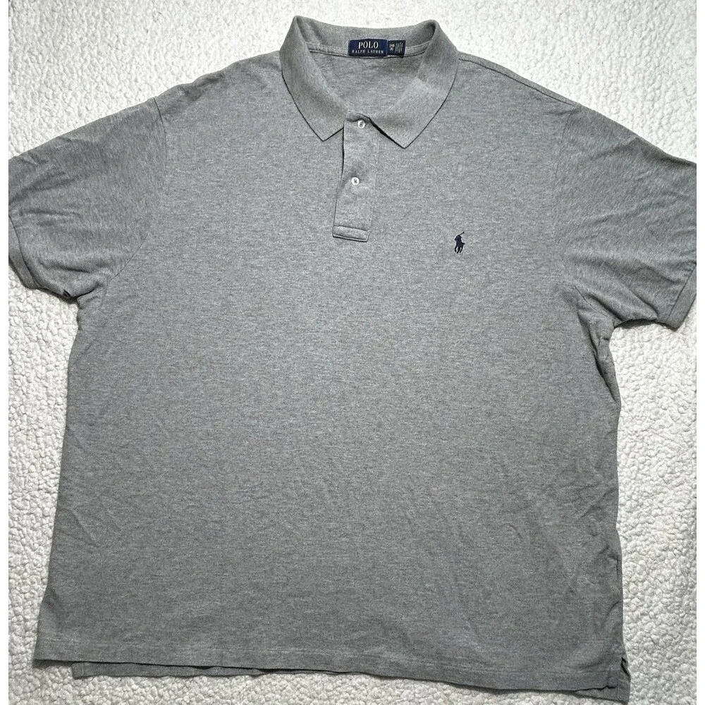 Polo Ralph Lauren Men Big & Tall 3XB 3X Big Gray Mesh Polo Shirt Andover Heather